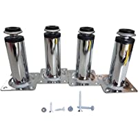 (Lot de 4 pcs) réglable en hauteur Pieds de meubles | rond- Matériau : Métal- plastique. Vis non inclus